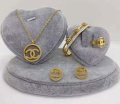 Stainless steel jewelry Necklace Earrings Ring bracelet set Wholesale