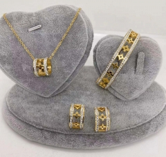Stainless steel jewelry Necklace Earrings Ring bracelet set Wholesale