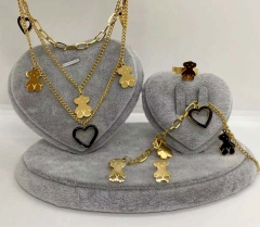 Stainless steel jewelry Necklace Earrings Ring bracelet set Wholesale