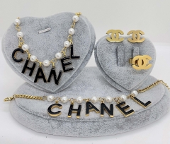 Stainless steel jewelry Necklace Earrings Ring bracelet set Wholesale