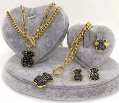 Stainless steel jewelry Necklace Earrings Ring bracelet set Wholesale