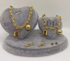 Stainless steel jewelry Necklace Earrings Ring bracelet set Wholesale