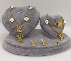 Stainless steel jewelry Necklace Earrings Ring bracelet set Wholesale