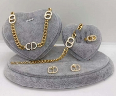 Stainless steel jewelry Necklace Earrings Ring bracelet set Wholesale