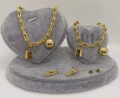 Stainless steel jewelry Necklace Earrings Ring bracelet set Wholesale