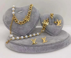 Stainless steel jewelry Necklace Earrings Ring bracelet set Wholesale