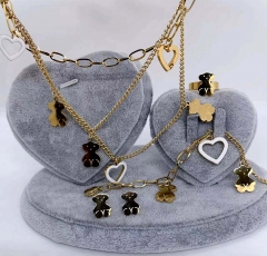 Stainless steel jewelry Necklace Earrings Ring bracelet set Wholesale