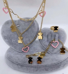 Stainless steel jewelry Necklace Earrings Ring bracelet set Wholesale