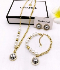Stainless steel jewelry Necklace Earrings bracelet set Wholesale