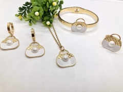 Stainless steel jewelry Necklace Earrings Ring bracelet set Wholesale