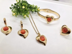 Stainless steel jewelry Necklace Earrings Ring bracelet set Wholesale