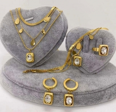 Stainless steel jewelry Necklace Earrings Ring bracelet set Wholesale