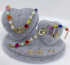 Stainless steel jewelry Necklace Earrings Ring bracelet set Wholesale