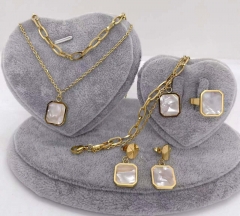 Stainless steel jewelry Necklace Earrings Ring bracelet set Wholesale