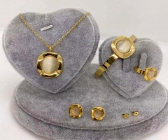 Stainless steel jewelry Necklace Earrings Ring bracelet set Wholesale