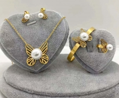 Stainless steel jewelry Necklace Earrings Ring bracelet set Wholesale