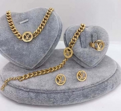 Stainless steel jewelry Necklace Earrings Ring bracelet set Wholesale