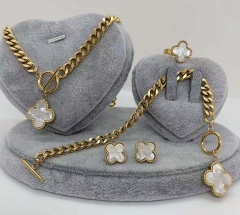 Stainless steel jewelry Necklace Earrings Ring bracelet set Wholesale