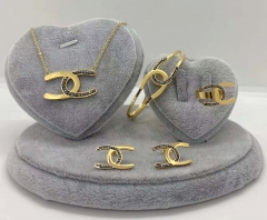 Stainless steel jewelry Necklace Earrings Ring bracelet set Wholesale