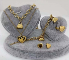 Stainless steel jewelry Necklace Earrings Ring bracelet set Wholesale