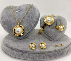 Stainless steel jewelry Necklace Earrings Ring bracelet set Wholesale