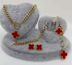 Stainless steel jewelry Necklace Earrings Ring bracelet set Wholesale