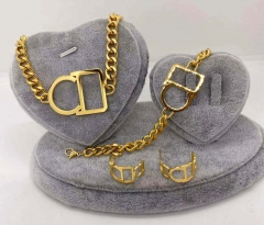 Stainless steel jewelry Necklace Earrings Ring bracelet set Wholesale