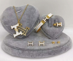 Stainless steel jewelry Necklace Earrings Ring bracelet set Wholesale