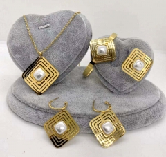 Stainless steel jewelry Necklace Earrings Ring bracelet set Wholesale