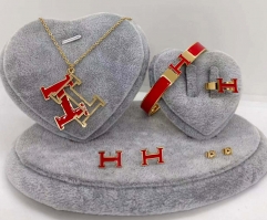 Stainless steel jewelry Necklace Earrings Ring bracelet set Wholesale