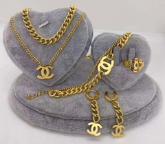 Stainless steel jewelry Necklace Earrings Ring bracelet set Wholesale