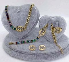 Stainless steel jewelry Necklace Earrings Ring bracelet set Wholesale