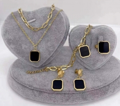 Stainless steel jewelry Necklace Earrings Ring bracelet set Wholesale