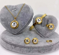 Stainless steel jewelry Necklace Earrings Ring bracelet set Wholesale
