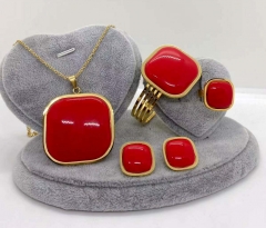 Stainless steel jewelry Necklace Earrings Ring bracelet set Wholesale