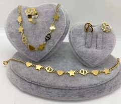 Stainless steel jewelry Necklace Earrings Ring bracelet set Wholesale
