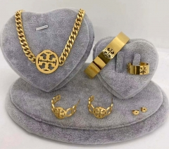 Stainless steel jewelry Necklace Earrings Ring bracelet set Wholesale
