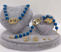 Stainless steel jewelry Necklace Earrings Ring bracelet set Wholesale