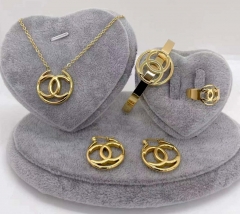 Stainless steel jewelry Necklace Earrings Ring bracelet set Wholesale