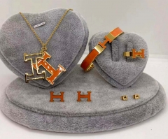 Stainless steel jewelry Necklace Earrings Ring bracelet set Wholesale