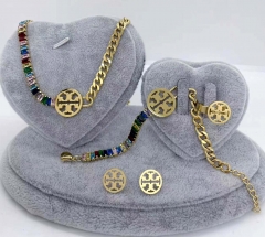 Stainless steel jewelry Necklace Earrings Ring bracelet set Wholesale