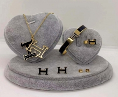 Stainless steel jewelry Necklace Earrings Ring bracelet set Wholesale
