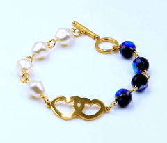 Stainless steel jewelry women beaded bracelet  Wholesale