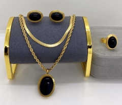 Stainless steel jewelry necklace earring ring set wholesale