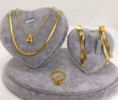 Stainless steel jewelry necklace earring ring set wholesale