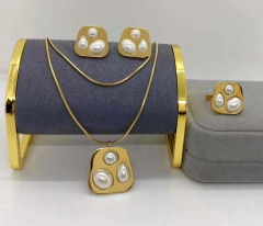 Stainless steel jewelry necklace earring ring set wholesale