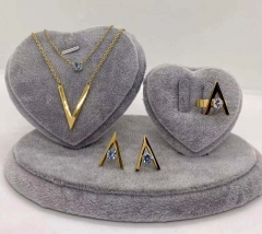 Stainless steel jewelry necklace earring ring set wholesale