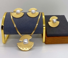 Stainless steel jewelry necklace earring ring set wholesale