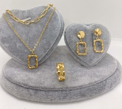 Stainless steel jewelry necklace earring ring set wholesale