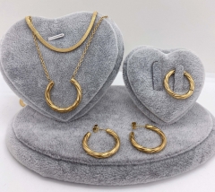 Stainless steel jewelry necklace earring ring set wholesale